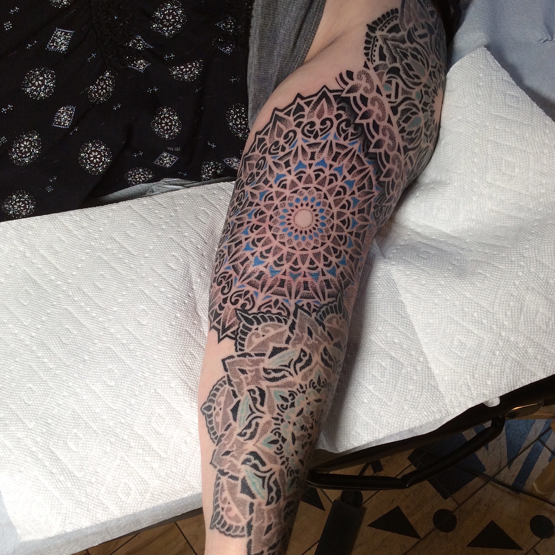 Dotwork Mandala Scar Coverup Black and White Tattoo - Ace Tattooz